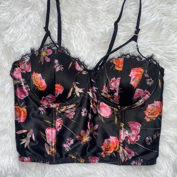 Victorias Secret Black Floral Bustier - Picture 2 of 9